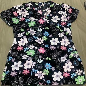 Cute floral scrub top
